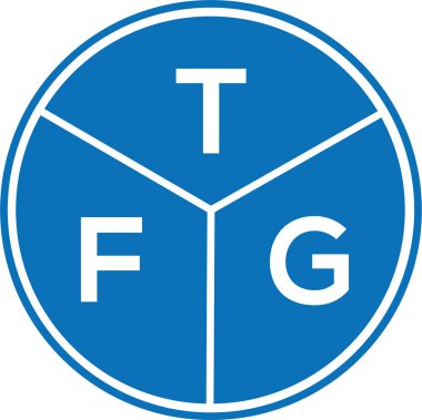 Beyaz arka planda TFG harf logosu tasarımı. TFG yaratıcı harflerin baş harfleri logo kavramı. TFG harf tasarımı.