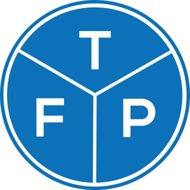 Beyaz arka planda TFP harf logosu tasarımı. TFP yaratıcı harflerin baş harfleri logo kavramı. TFP harf tasarımı.