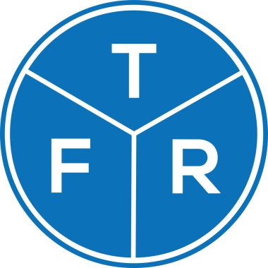 Beyaz arka planda TFR harf logosu tasarımı. TFR yaratıcı harflerin baş harfleri logo kavramı. TFR harf tasarımı.