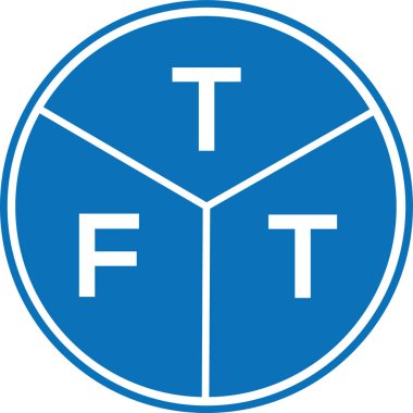 Beyaz arka planda TFT harf logosu tasarımı. TFT yaratıcı harflerin baş harfleri logo kavramı. TFT harf tasarımı.