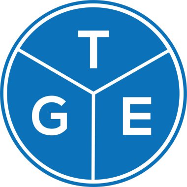 Beyaz arka planda TGE harfi logo tasarımı. TGE yaratıcı harflerin baş harfleri logo kavramı. TGE harf tasarımı.