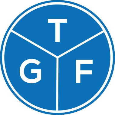Beyaz arka planda TGF harf logosu tasarımı. TGF yaratıcı harf logosu konsepti. TGF harf tasarımı.