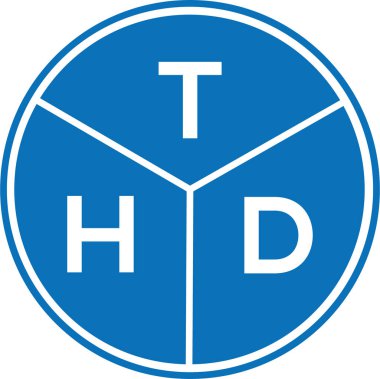 Beyaz arka planda THD harf logosu tasarımı. THD yaratıcı harflerin baş harfleri logo kavramı. THD harf tasarımı.