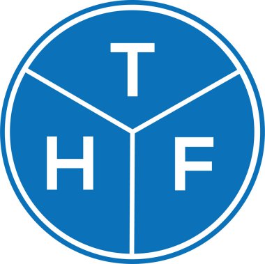 Beyaz arka planda THF harf logosu tasarımı. THF yaratıcı harflerin baş harfleri logo kavramı. THF harf tasarımı.