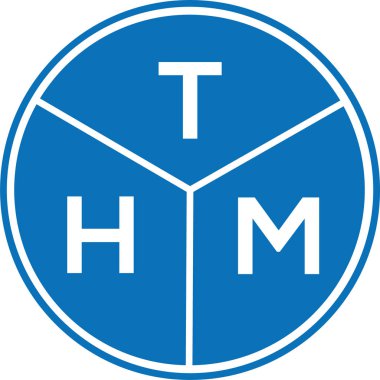 Beyaz arka planda THM harf logosu tasarımı. THM yaratıcı harflerin baş harfleri logo kavramı. THM harf tasarımı.