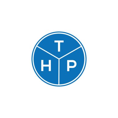 Beyaz arka planda THP harf logosu tasarımı. THP yaratıcı harflerin baş harfleri logo kavramı. THP harf tasarımı.