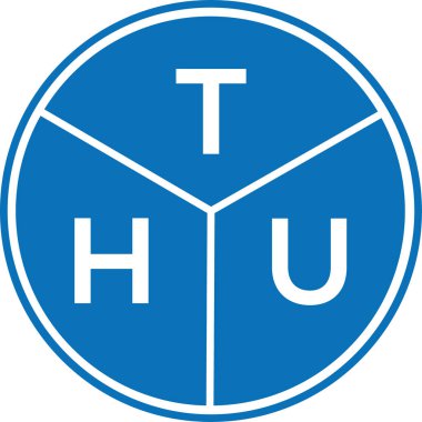 Beyaz arka planda THU harf logosu tasarımı. Yaratıcı harflerin baş harfleri logo konsepti. THU harf tasarımı.