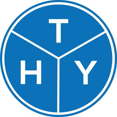 Beyaz arka planda THY harf logosu tasarımı. Yaratıcı harflerin baş harfleri logo kavramı. THY harf tasarımı.