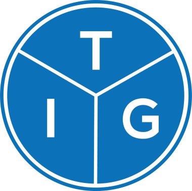 Beyaz arka planda TIG harfi logo tasarımı. TIG yaratıcı harflerin baş harfleri logo kavramı. TIG harf tasarımı.