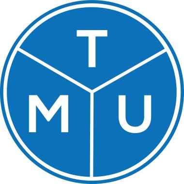 Beyaz arka planda TMU harf logosu tasarımı. TMU yaratıcı harflerin baş harfleri logo kavramı. TMU harf tasarımı.