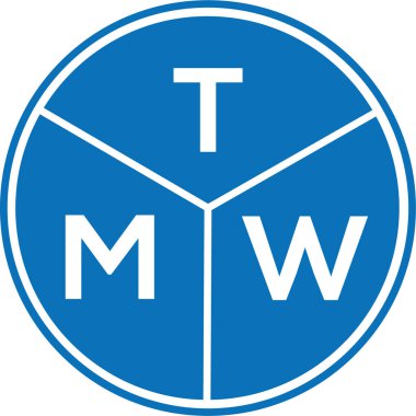 Beyaz arkaplanda TMW harf logosu tasarımı. TMW yaratıcı harflerin baş harfleri logo kavramı. TMW harf tasarımı.