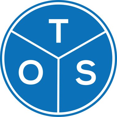 Beyaz arka planda TOS harfi logo tasarımı. TOS yaratıcı harf logosu konsepti. TOS harf tasarımı.