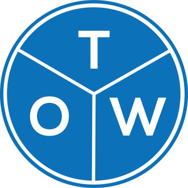 Beyaz arka planda TOW harf logosu tasarımı. TOW yaratıcı harflerin baş harfleri logo kavramı. TOW harf tasarımı.