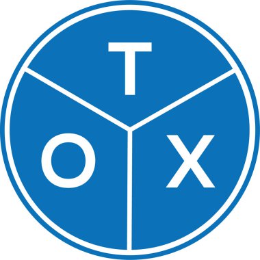 Beyaz arka planda TOX harf logosu tasarımı. TOX yaratıcı harflerin baş harfleri logo kavramı. TOX harf tasarımı.