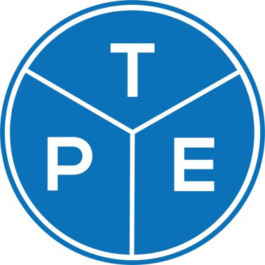 Beyaz arka planda TPE harf logosu tasarımı. TPE yaratıcı harf logosu konsepti. TPE harf tasarımı.