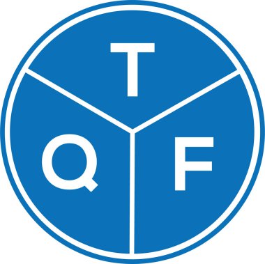 Beyaz arkaplanda TQF harf logosu tasarımı. TQF yaratıcı harflerin baş harfleri logo kavramı. TQF harf tasarımı.