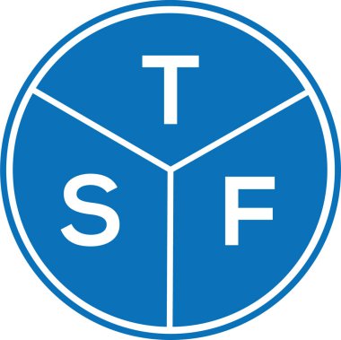 Beyaz arka planda TSF harf logosu tasarımı. TSF yaratıcı harflerin baş harfleri logo kavramı. TSF harf tasarımı.