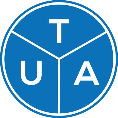 Beyaz arka planda TUA harf logosu tasarımı. TUA yaratıcı harfler logosu konsepti. TUA harf tasarımı.