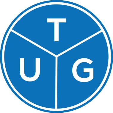 Beyaz arkaplanda TUG harf logosu tasarımı. TUG yaratıcı harflerin baş harfleri logo kavramı. TUG harf tasarımı.