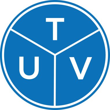 Beyaz arka planda TUV harf logosu tasarımı. TUV yaratıcı harflerin baş harfleri logo kavramı. TUV harf tasarımı.