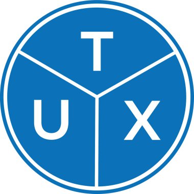 Beyaz arkaplanda TUX harf logosu tasarımı. TUX yaratıcı harf logosu konsepti. TUX harf tasarımı.