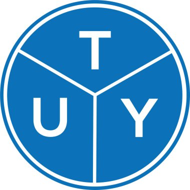Beyaz arka planda TUY harf logosu tasarımı. TUY yaratıcı harf logosu konsepti. TUY harf tasarımı.