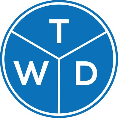 Beyaz arka planda TWD harf logosu tasarımı. TWD yaratıcı harflerin baş harfleri logo kavramı. TWD harf tasarımı.