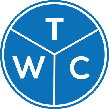 Beyaz arka planda TWC harf logosu tasarımı. TWC yaratıcı harflerin baş harfleri logo kavramı. TWC harf tasarımı.