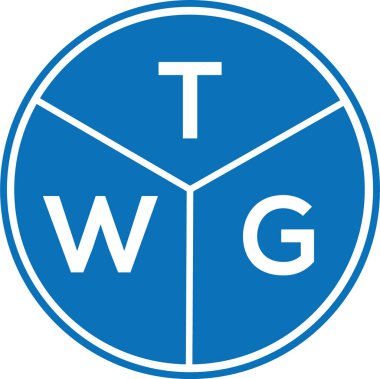 Beyaz arka planda TWG harf logosu tasarımı. TWG yaratıcı harflerin baş harfleri logo kavramı. TWG harf tasarımı.