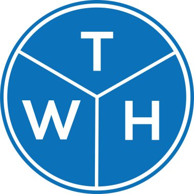 Beyaz arka planda TWH harf logosu tasarımı. TWH yaratıcı harflerin baş harfleri logo kavramı. TWH harf tasarımı.