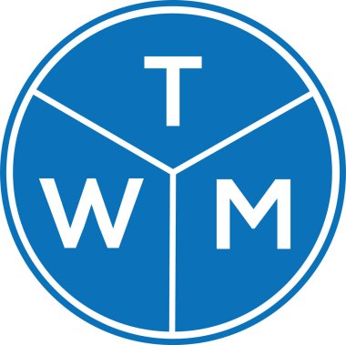 Beyaz arka planda TWM harf logosu tasarımı. TWM yaratıcı harflerin baş harfleri logo kavramı. TWM harf tasarımı.