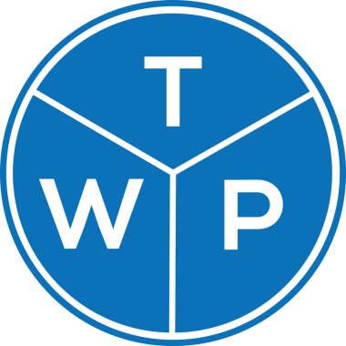 Beyaz arka planda TWP harf logosu tasarımı. TWP yaratıcı harflerin baş harfleri logo kavramı. TWP harf tasarımı.