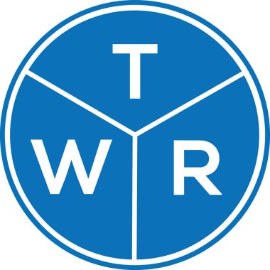 Beyaz arka planda TWR harf logosu tasarımı. TWR yaratıcı harflerin baş harfleri logo kavramı. TWR harf tasarımı.
