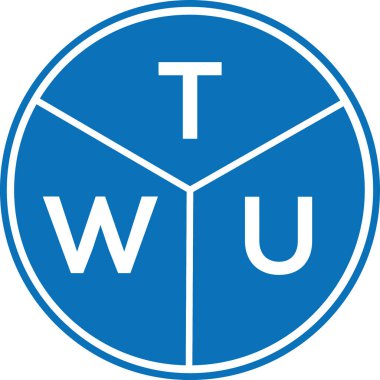 Beyaz arka planda TWU harf logosu tasarımı. TWU yaratıcı harf logosu konsepti. TWU harf tasarımı.
