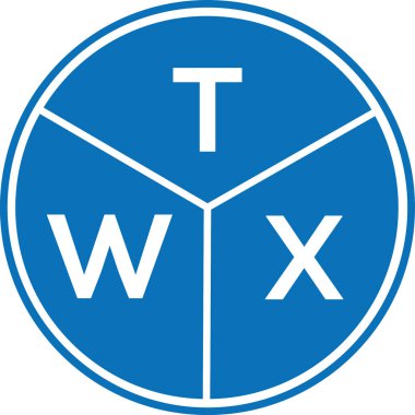 Beyaz arka planda TWX harfli logo tasarımı. TWX yaratıcı harflerin baş harfleri logo kavramı. TWX harf tasarımı.