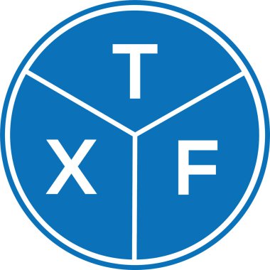 Beyaz arkaplanda TXF harf logosu tasarımı. TXF yaratıcı harf logosu konsepti. TXF harf tasarımı.