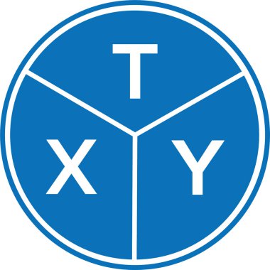 Beyaz arkaplanda TXY harf logosu tasarımı. TXY yaratıcı harflerin baş harfleri logo kavramı. TXY harf tasarımı.