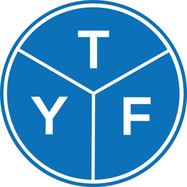 Beyaz arkaplanda TYF harf logosu tasarımı. TYF yaratıcı harflerin baş harfleri logo kavramı. TYF harf tasarımı.
