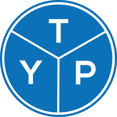 Beyaz arkaplanda TYP harf logosu tasarımı. TYP yaratıcı harflerin baş harfleri logo kavramı. TYP harf tasarımı.
