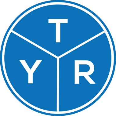 Beyaz arka planda TYR harf logosu tasarımı. TYR yaratıcı harflerin baş harfleri logo kavramı. TYR harf tasarımı.