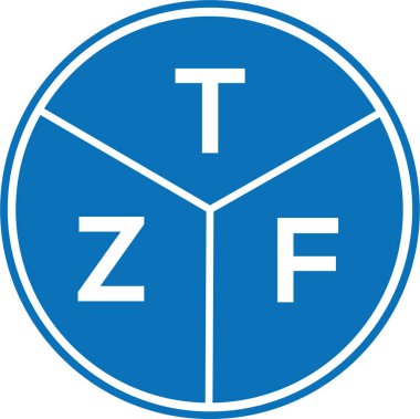 Beyaz arkaplanda TZF harf logosu tasarımı. TZF yaratıcı harf logosu konsepti. TZF harf tasarımı.
