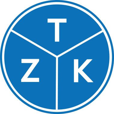 Beyaz arkaplanda TZK harf logosu tasarımı. TZK yaratıcı harflerin baş harfleri logo kavramı. TZK harf tasarımı.