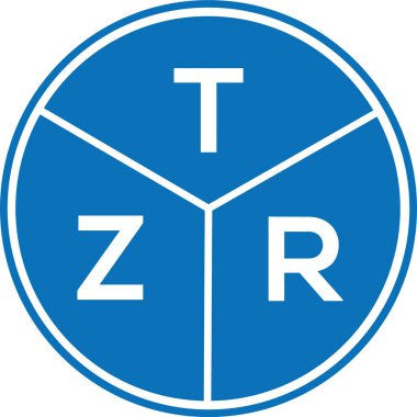 Beyaz arka planda TZR harf logosu tasarımı. TZR yaratıcı harflerin baş harfleri logo kavramı. TZR harf tasarımı.