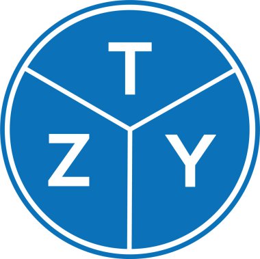 Beyaz arkaplanda TZY harf logosu tasarımı. TZY yaratıcı harflerin baş harfleri logo kavramı. TZY harf tasarımı.