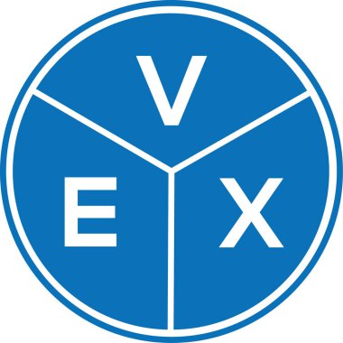 Beyaz arkaplanda VEX harf logosu tasarımı. VEX yaratıcı harflerin baş harfleri logo kavramı. VEX harf tasarımı.