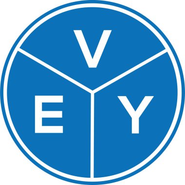 Beyaz arka planda VEY harf logosu tasarımı. Çok yaratıcı harflerin baş harfleri logo konsepti. VEY harf tasarımı.