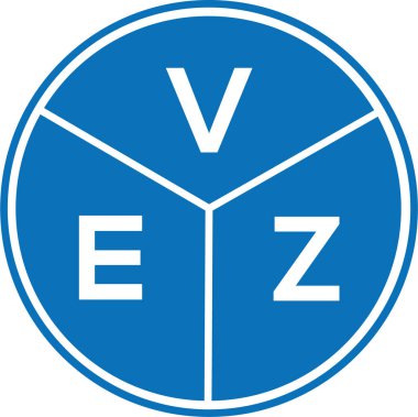 Beyaz arkaplanda VEZ harf logosu tasarımı. VEZ yaratıcı harflerin baş harfleri logo kavramı. VEZ harf tasarımı.