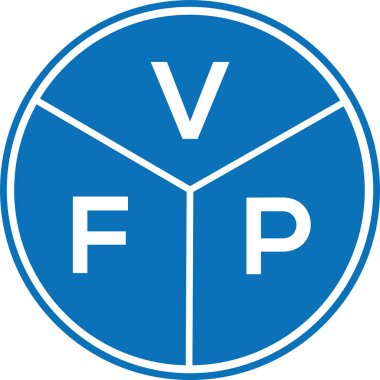 Beyaz arka planda VFP harf logosu tasarımı. VFP yaratıcı harflerin baş harfleri logo kavramı. VFP harf tasarımı.