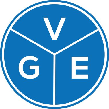 Beyaz arka planda VGE harf logosu tasarımı. VGE yaratıcı harflerin baş harfleri logo kavramı. VGE harf tasarımı.