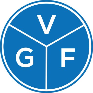 Beyaz arka planda VGF harf logosu tasarımı. VGF yaratıcı harf logosu konsepti. VGF harf tasarımı.